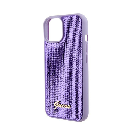 Guess Sequin Script Metal - Coque iPhone 15 (violet)