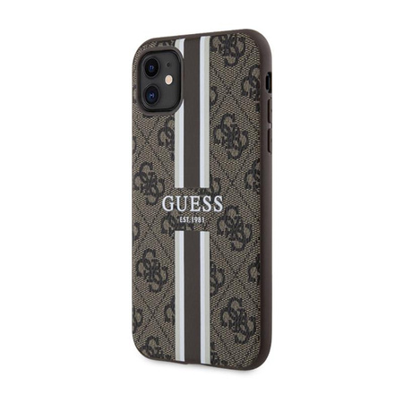 Guess 4G Étui MagSafe à rayures imprimées pour iPhone 11 (marron)