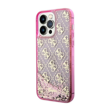 Guess Liquid Glitter Transculent 4G - iPhone 14 Pro Max Tasche (Rosa)
