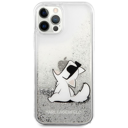 Karl Lagerfeld Liquid Glitter Choupette Fun - iPhone 12 / iPhone 12 Pro Tasche (silber)