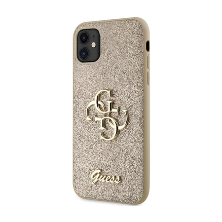 Guess Glitter Script Big 4G - iPhone 11 Case (Gold)