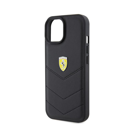 Ferrari Quilted Metal Logo - pouzdro pro iPhone 15 (černé)