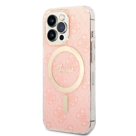 Guess Bundle Pack MagSafe 4G - MagSafe iPhone 13 Pro Max Case + Charger Set (pink/gold)