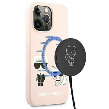 Karl Lagerfeld Slilicone Karl & Choupette Magsafe - Coque iPhone 13 Pro (rose)