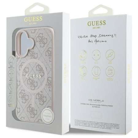 Guess 4G Ring Classic Logo MagSafe – Hülle für iPhone 16 (rosa)