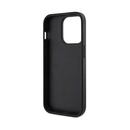 Guess 4G Gedruckte Streifen MagSafe - iPhone 15 Pro Tasche (schwarz)