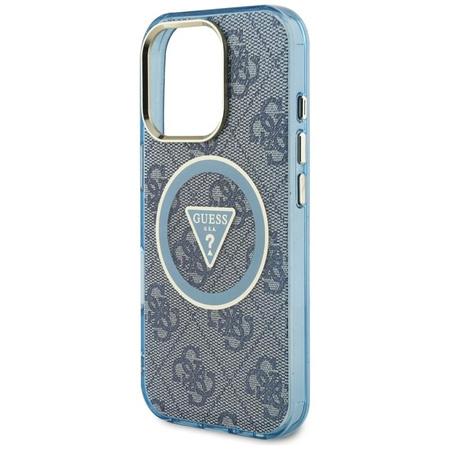 Guess IML Metall Glitter 4G Circle Triangle MagSafe - Gehäuse für iPhone 16 Pro Max (blau)