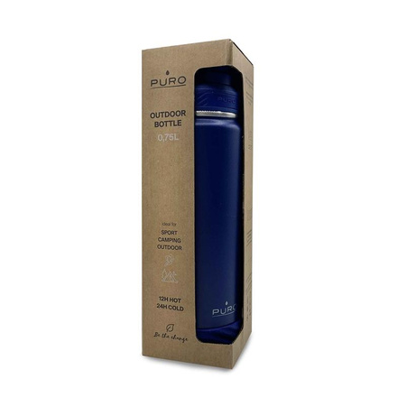 PURO Outdoor - Rozsdamentes acél termál palack 750 ml (sötétkék)