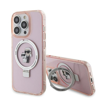 Karl Lagerfeld Ring Stand Karl & Choupette MagSafe - iPhone 15 Pro Tasche (rosa)