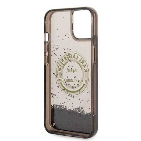 Karl Lagerfeld Liquid Glitter Round RSG Logo Case - pouzdro pro iPhone 14 (černé)