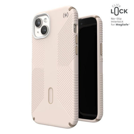 Speck Presidio2 Grip ClickLock & Magsafe - pouzdro pro iPhone 15 Plus / iPhone 14 Plus (Bělená kost / Dědičná zlatá / Lískově hnědá)