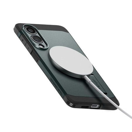 Spigen Tough Armor MagSafe - Etui pour Samsung Galaxy S25 Edge (Abyss Green)