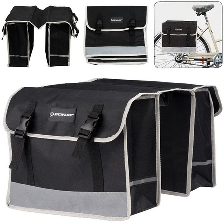 SAKWA ROWEROWA NA BAGAŻNIK PODWÓJNA TORBA NA ROWER ZAPINANA DUNLOP CZARNA