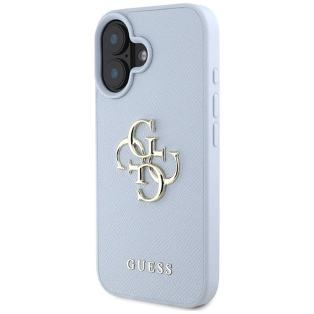 Guess Grained Big 4G Logo Small Classic Logo - Pouzdro pro iPhone 16 (modré)