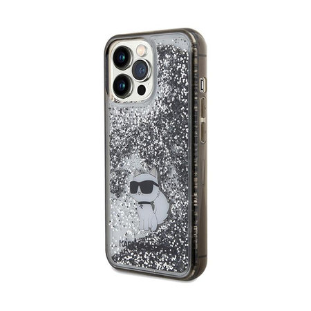 Karl Lagerfeld Liquid Glitter Choupette - pouzdro pro iPhone 13 Pro Max (průhledné)