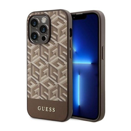 Guess GCube Stripes MagSafe - iPhone 14 Pro Case (Brown)