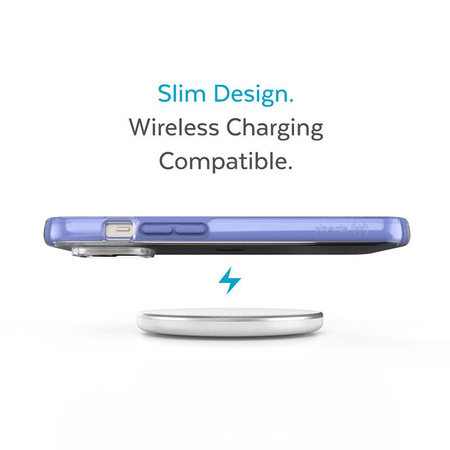 Speck Presidio Perfect-Clear with Impact Geometry - Case for iPhone 15 Plus/ 14 Plus with MICROBAN coating (Clear / Grounded Purple)