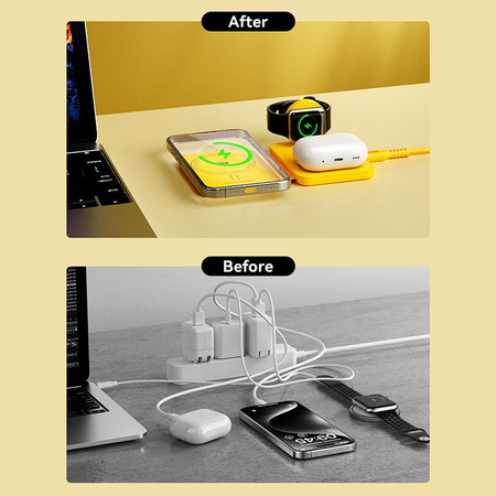 WEKOME WP-U172 - 3-in-1 wireless charger with MagSafe for iPhone, Apple Watch and AirPods + mirror (Yellow)