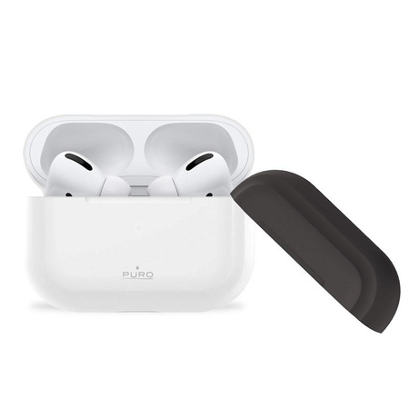 PURO ICON tok - Airpods Pro tok extra borítással (fehér + fehér sapka + sötétszürke sapka)