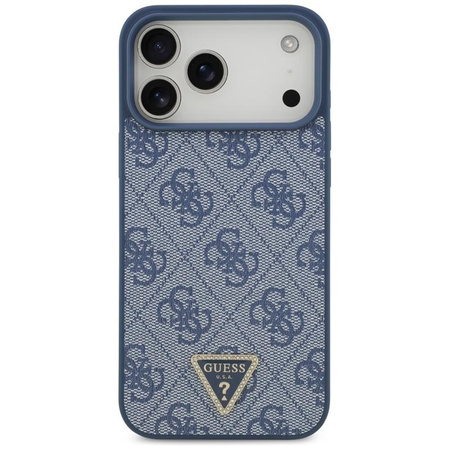 Guess Leather 4G Triangle Strass MagSafe - Hülle iPhone 17 Pro Max (Blau)