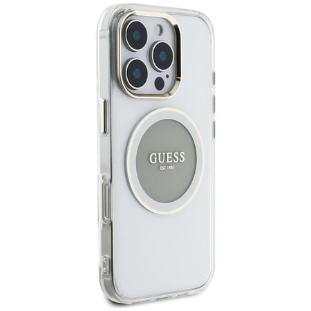 Guess IML Metal Colored Circle Classic Logo MagSafe - Case for iPhone 16 Pro (gray)