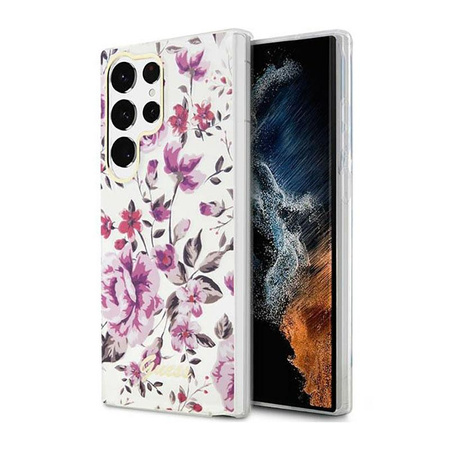 Guess Flower Collection - Etui Samsung Galaxy S23 Ultra (blanc)