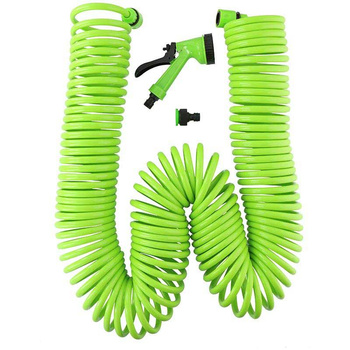 Kinzo - Spiral garden hose with couplings and gun included 30 m