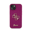 Guess Glitter Script Big 4G - Coque iPhone 15 (violet)