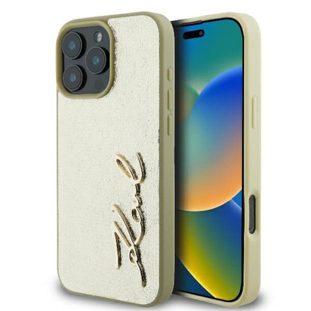 Karl Lagerfeld Metal Signature - iPhone 16 Pro Case (Gold)