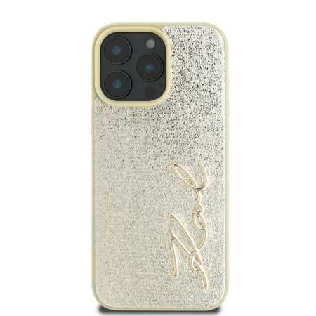 Karl Lagerfeld Metall-Signatur - iPhone 16 Pro Tasche (Gold)