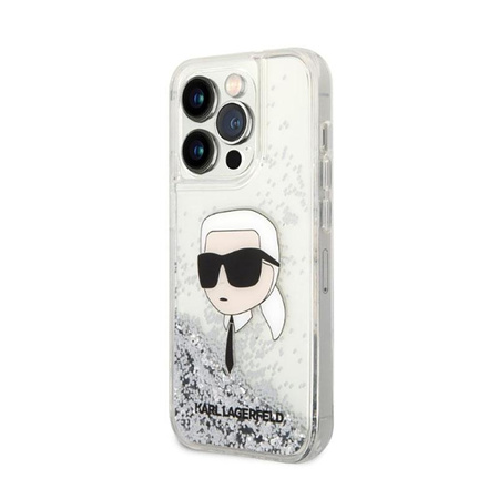 Karl Lagerfeld Liquid Glitter NFT Karl's Head - iPhone 14 Pro Max Tasche (silber)