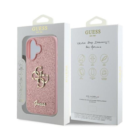 Guess Fixed Glitter Big 4G - Case for iPhone 16 Plus (pink)
