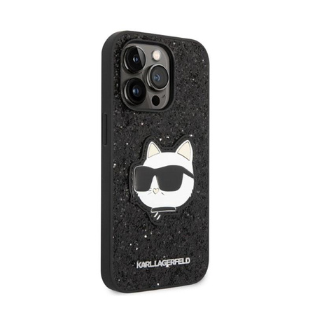 Karl Lagerfeld NFT Glitter Choupette Patch - pouzdro pro iPhone 14 Pro (černé)