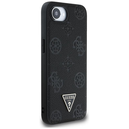 Guess Grained Hot Stamp Peony Triangle Logo MagSafe - pouzdro pro iPhone 16e (černé)