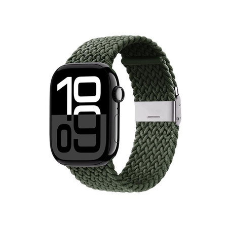 Crong Wave Band - Fonott szíj Apple Watch 44/45/46/49 mm-es órához (zöld)