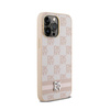 DKNY Leather Checkered Mono Pattern & Printed Stripes - iPhone 14 Pro Max Case (pink)