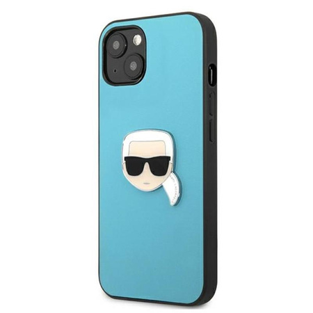 Karl Lagerfeld PU Leder Karl's Head Metall - iPhone 13 Tasche (blau)