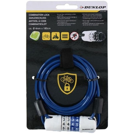 Dunlop - Cadenas à câble pour vélo Cipher (bleu)