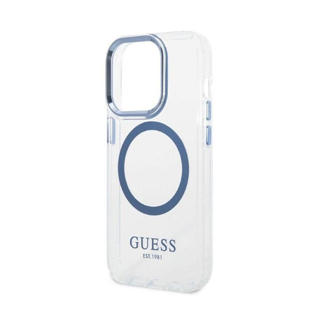 Guess Metal Outline Magsafe - pouzdro pro iPhone 14 Pro (čiré / modré)