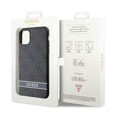 Guess 4G Printed Stripe - pouzdro pro iPhone 11 / iPhone XR (šedé)