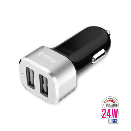 Crong Power Car Charger 24W - 2xUSB 2.4A Autoladegerät (Aluminium)