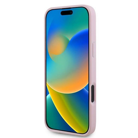 Guess Grained Ring MagSafe - Pouzdro iPhone 16 Plus (růžové)