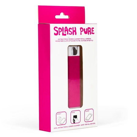 Splash Pure - Spray antibactérien avec microfibre pour le nettoyage des écrans, 20 ml (rose)