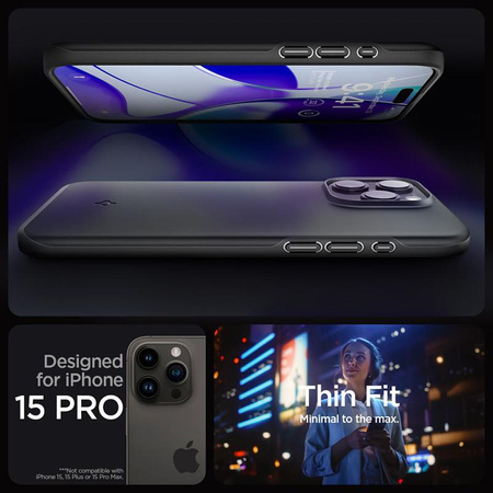 Spigen Thin Fit - Coque pour iPhone 15 Pro (Noir)
