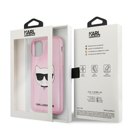 Karl Lagerfeld Choupette Head Glitter - Etui iPhone 11 (różowy)