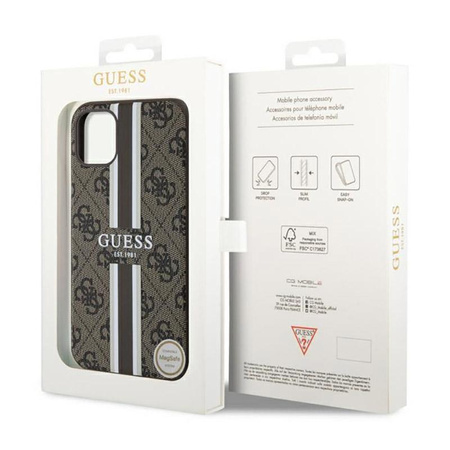 Guess 4G Printed Stripes MagSafe - Etui iPhone 11 (Brązowy)