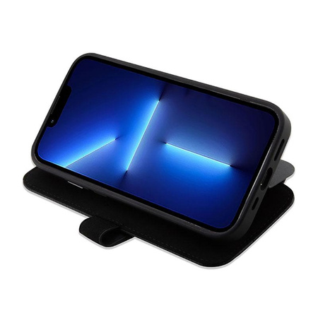 BMW Booktype Leder strukturiert & gestreift - Tasche für iPhone 14 Pro Max (Schwarz)