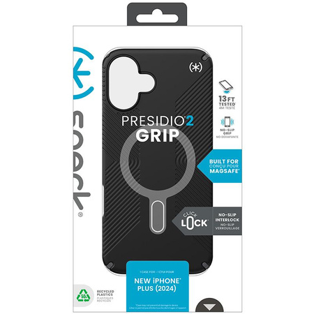Speck Presidio2 Grip ClickLock & MagSafe - iPhone 16 Plus tok (fekete / palaszürke / fehér)