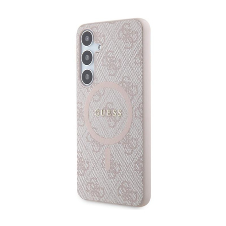 Guess 4G Kollektion Leder Metall Logo MagSafe - Samsung Galaxy S24+ Tasche (rosa)