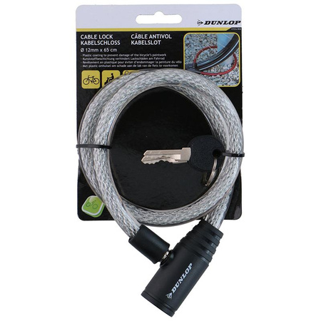 Dunlop - Keyed spiral bike lock 65 cm (white)